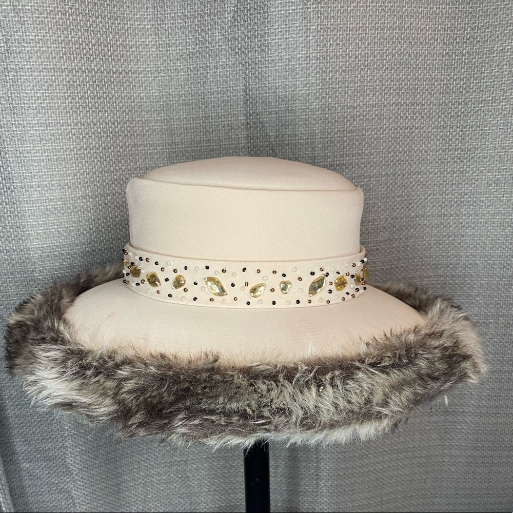 Cream & Fur Hat